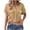 Khaki, variant on Gauze Shirts for Women Button Down Dress Shirts Casual Short Sleeve Textured Collared Summer Work Blouse Camping Clothes with Pockets