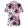 thumbnail image 3 of SMihono Hauts pour Femmes Été Chic Décontracté Manches Courtes Col Rond Uniforme de Travail Imprimé Ample avec Poches Blouse T-shirt Oversize pour Femmes 2023, 3 of 4