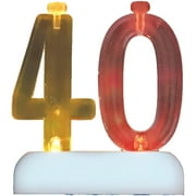 Blinking Number 40 Candle Holder and Birthday Candle Set, 5 Pieces