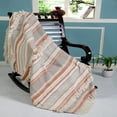 thumbnail image 6 of LR Home Orange/Ivory Striped Lightweight Cotton Adult Throw Blanket, 50" x 60", 6 of 7