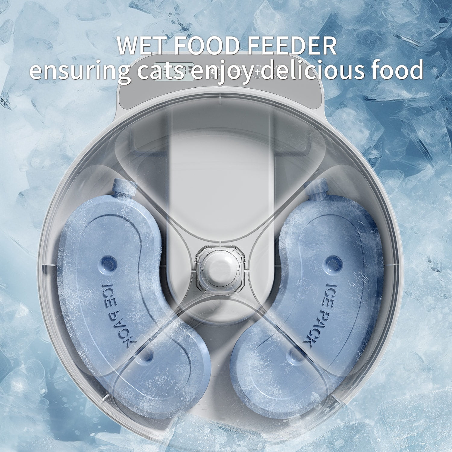 OUDOSPRS Automatic Cat Feeder Wet Food, Auto Refrigerated Wet/Dry Food Feeder with 2 Ice Packs, 4 Meal Timed Fresh Foods Dispenser for Kitty Puppy Automatic Food Bowl, Easy to Clean, White