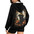 thumbnail image 2 of COEQINE Fashion Women's Hoodie Oversized Sweatshirts Black Cat Magic Hat Print Long Sleeve Pumpkin Pattern Casual Wear Full Zipper Y2K Jacket Fall Tops with Pockets, 3XL, 2 of 7