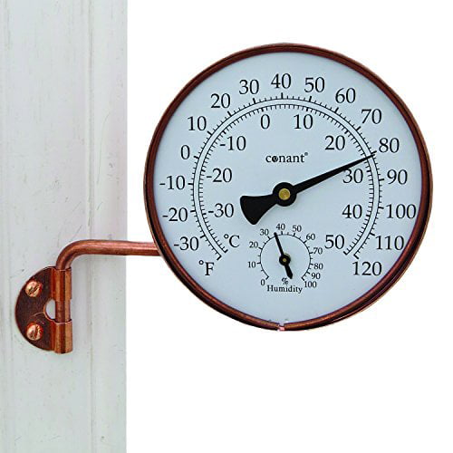 Conant Custom Brass Large Dial Thermometer Satin Nickel Finish 