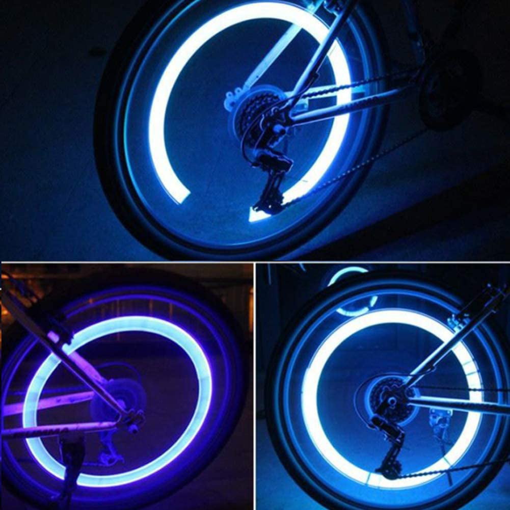 10-40X Blue LED Tyre Wheel Valve Cap Lights Waterproof Car Bicycle Motorcycle SC 