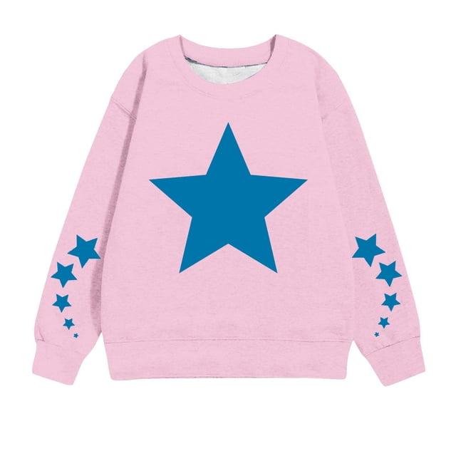 MeetoTime Sweat à Manches Longues pour Enfants Imprimé Étoile Col Rond pour Garçons Filles 1-12 Ans