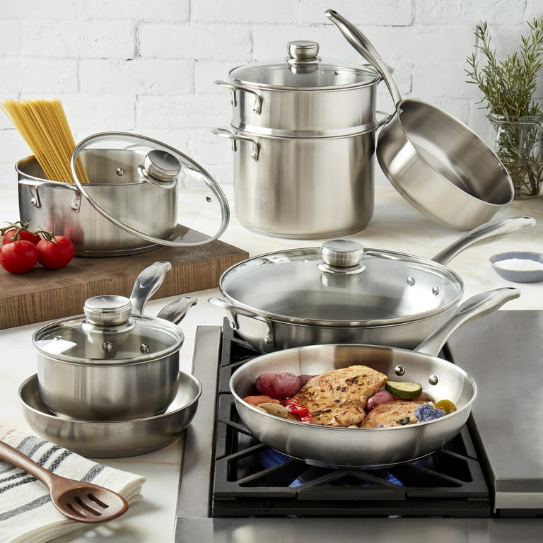 Frigidaire 12-Piece 10-in Stainless Steel Cookware Set with Lid in