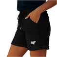 thumbnail image 3 of XIAONU Solid Denim Shorts for Women Drawstring Waist Daily Wear Shorts, 3 of 7