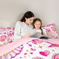 thumbnail image 4 of Manfei Pink Coquette Bow Twin Comforter Sets for Girls, Cute Rainbow Seashell Bedding Set, Pink Reversible 2pcs, 1 Comforter and 1 Pillowcase, 4 of 6