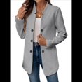 thumbnail image 2 of Blazer de Mujer con Cuello Alto, Informal, de Larga, Cruzado, Elegante, para Oficina y Negocios Gris M, 2 of 9