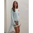 thumbnail image 4 of Blue Sequin One Shoulder Asymmetrical Flare Sleeve Mini Dress With Ruffle Detail, 4 of 8