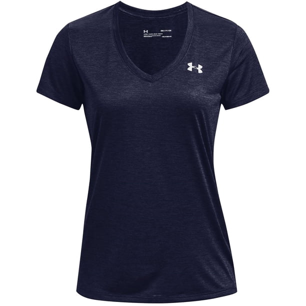 Remera Under Armour Mujer Tech Cuello en V Manga Corta Azul Marino XS