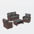 thumbnail image 2 of MRUAKA Wicker Patio Furniture Set, 4 Piece Outdoor Sectional Conversation Sets, Brown PE Rattan Patio Sofa Set for Backyard, Balcony, Deck, Porch, 2 of 9