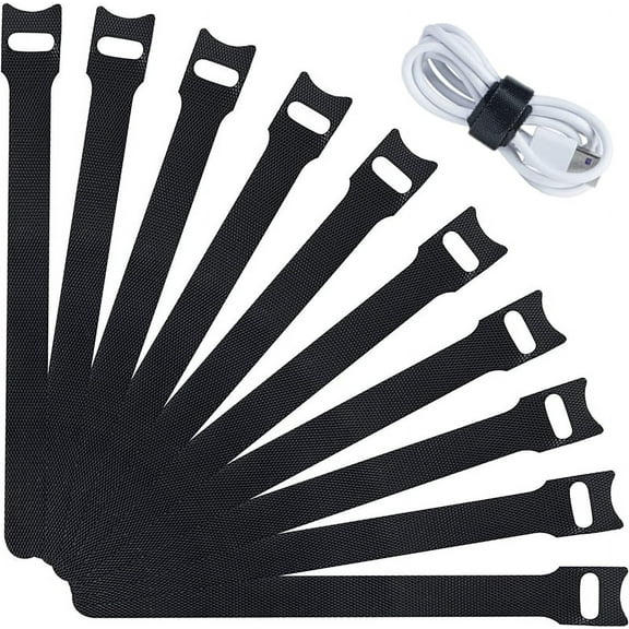 Happon Reusable Cable Ties Wire Ties 30 Pcs-Cord Straps Cable Organizer For Computer, Home, Office & Outdoor 6x 0.5" (black)