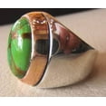 thumbnail image 5 of Green Copper Turquoise Mens Ring, Natural Green Copper Turquoise, Silver Jewelry, 925 Silver Ring, Birthday Gift, Heavy Mens Ring, Arabic Design, Ottoman Style Ring, Christmas, Turkey Mens Signet Ring, 5 of 5