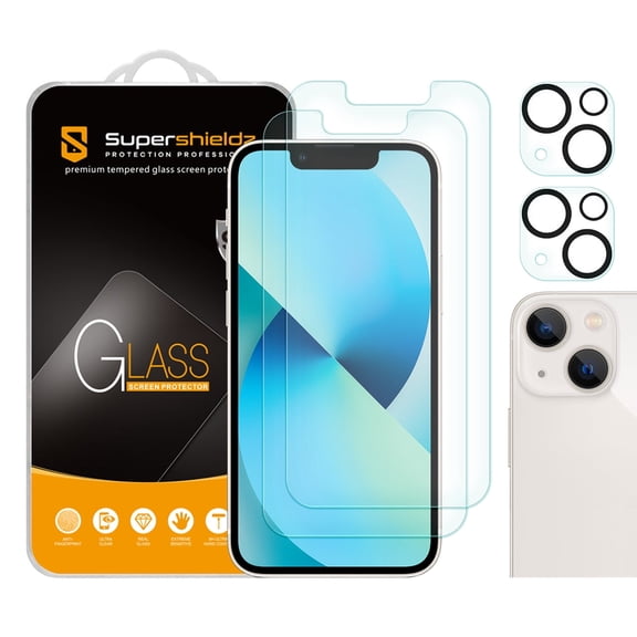 (2 Pack) Supershieldz Anti Glare (Matte) Tempered Glass Screen Protector Designed for iPhone 13 Mini (5.4 inch) Camera Lens, Anti Fingerprint, Anti Scratch, Bubble Free