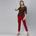 thumbnail image 3 of Janasya Indian Round Neck 3/4 Sleeve Floral Print Black Cotton Top For Women, 3 of 6