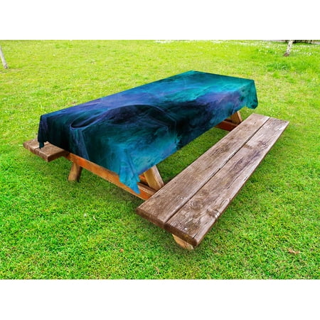

Fractal Outdoor Tablecloth Surreal Hazy Color Tone Effects Featured Blurred Dark Fantasy Cyberspace Plasma Theme Decorative Washable Fabric Picnic Tablecloth 58 X 120 Inches Blue by Ambesonne