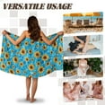 thumbnail image 5 of Yuyamidu Sunflower Shower Towel Wrap for Women Blue Towel Wrap Terry Cloth Bathroom Towels with Pocket Swimming Pool Towel Cover Up Size XL Spa Bathrobe, 5 of 7