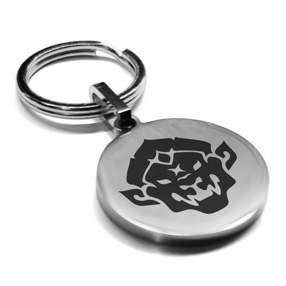 Stainless Steel Year of the Monkey Zodiac Round Medallion Keychain Circle Ring