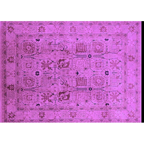 Ahgly Company Indoor Rectangle Oriental Purple Traditional Area Rugs, 7' x 9'