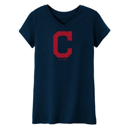 - MLB Cleveland Indians TEE Short Sleeve Girls 50% Cotton 50% Polyester Team Color 7 - 16