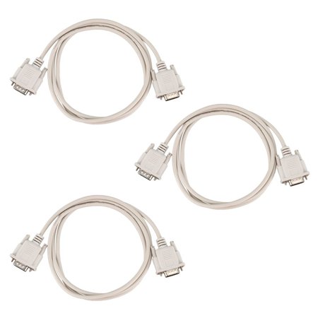 3pcs 1.4M RS232 DB9 9 Pin Male to VGA Video 15 Pin Male Adapter Cable Light Gray
