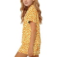 thumbnail image 6 of FAVIPT Pajamas Sets for Girls Summer Leopard Collared Short Sleeve T-Shirt and Shorts 2Pcs Pajama Button Down Loungewear Set Orange,13-14Years, 6 of 7