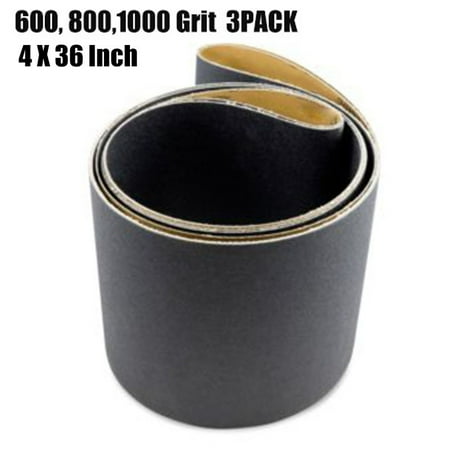 

4 x 36 600 800 1000 Grit Premium Silicon Carbide Sanding Belts 3-Pack