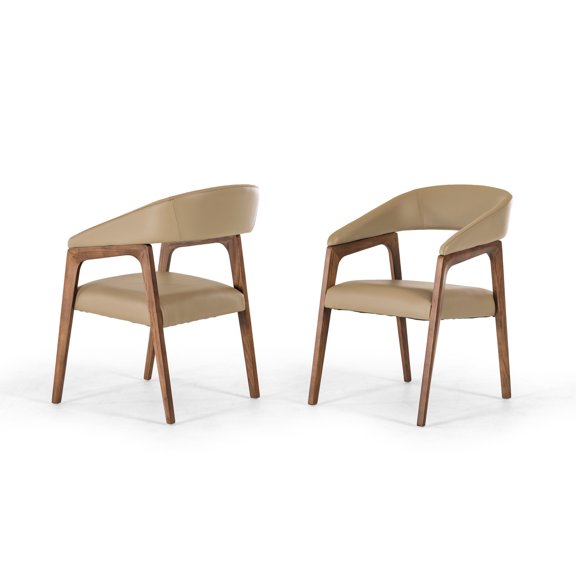 Modern Taupe & Walnut Dining Chair