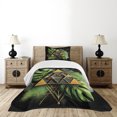 thumbnail image 4 of Ambesonne Monstera Quilted Bedspread Set 2 Pcs, Abstract Boho Mystery Art, Twin Size, Fern Green Pale Brown, 4 of 5
