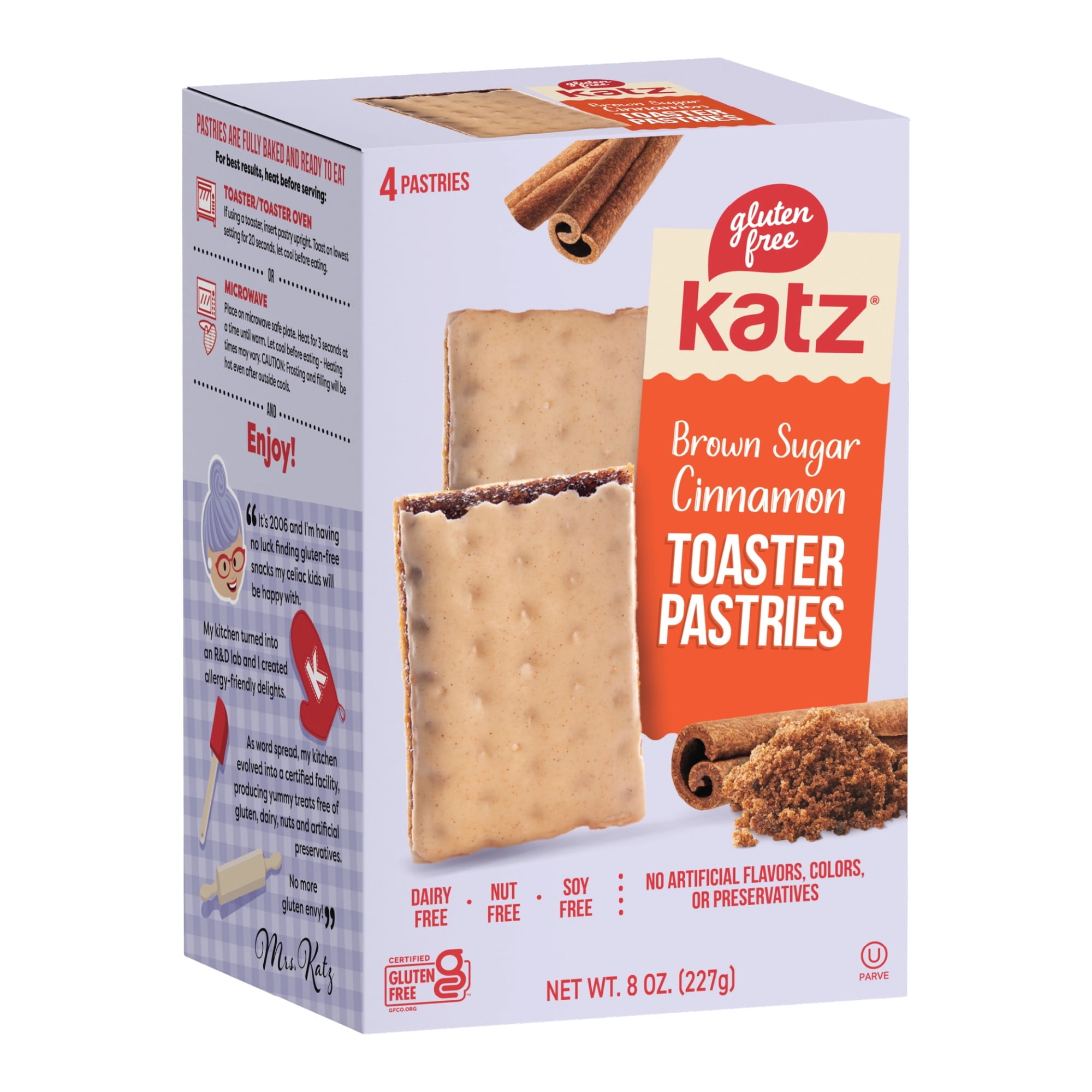 Katz Gluten-Free Toaster Pastries Cinnamon Toaster Pastries Breakfast Foods Shelf Stable Gluten-Free Nut-Free Kosher (1 Pack 8.0 Ounce Each)
