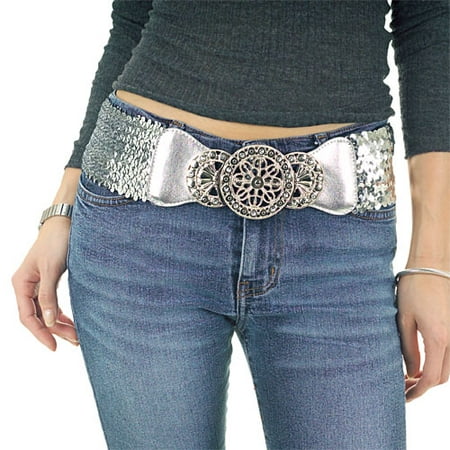 Wide Stretch Sequined Belt