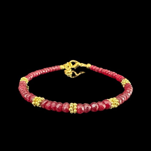 AAA Ruby Beads Bracelet: Natural Gemstone, Gold & Silver Finish Bracelet