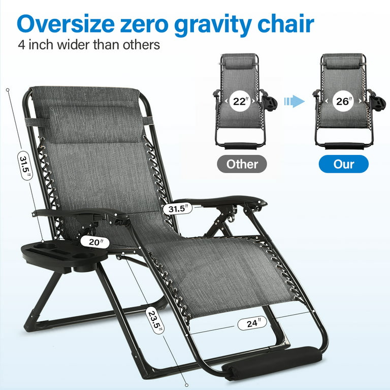 Zero Gravity Chair Oversized with Foot Rest Cushion, Support 400lbs 4 inch  Wider Reclinere, Comfortable Outdoor Patio Lawn Chair with Cup Holder and  Headrest (Green) - It's time you were seen ⟡
