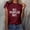 Printed 2/Wine, variant on Womens Summer Tops Interesting Text Print Tops Casual Loose Blouse