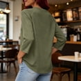 thumbnail image 7 of Craaazy Spring Tops for Women Casual 3/4 Sleeve Solid Color Crew Neck Button Accent Shirts for Everyday Wear, Weekend Errands, 7 of 7