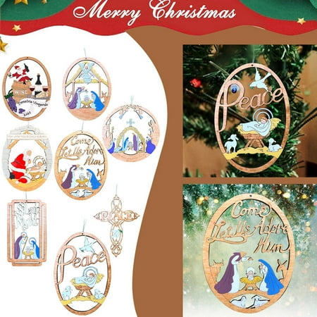 

Gwong Xmas Tree Pendant Hollow Design Creative Wooden Cute Santa Claus Christmas Ornaments Party Accessories