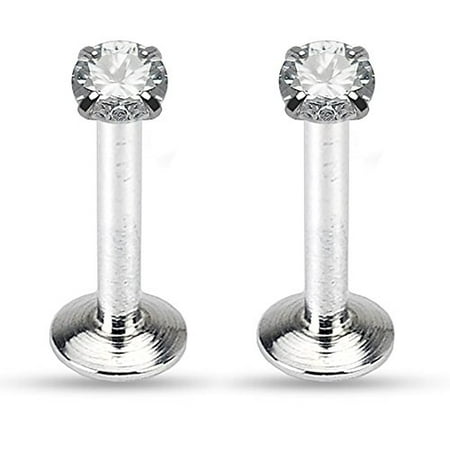 - BodyJ4You® Tragus Earring 16G CZ Labret Monroe Lip Piercing Rings Studs Helix Cubic Zirconia