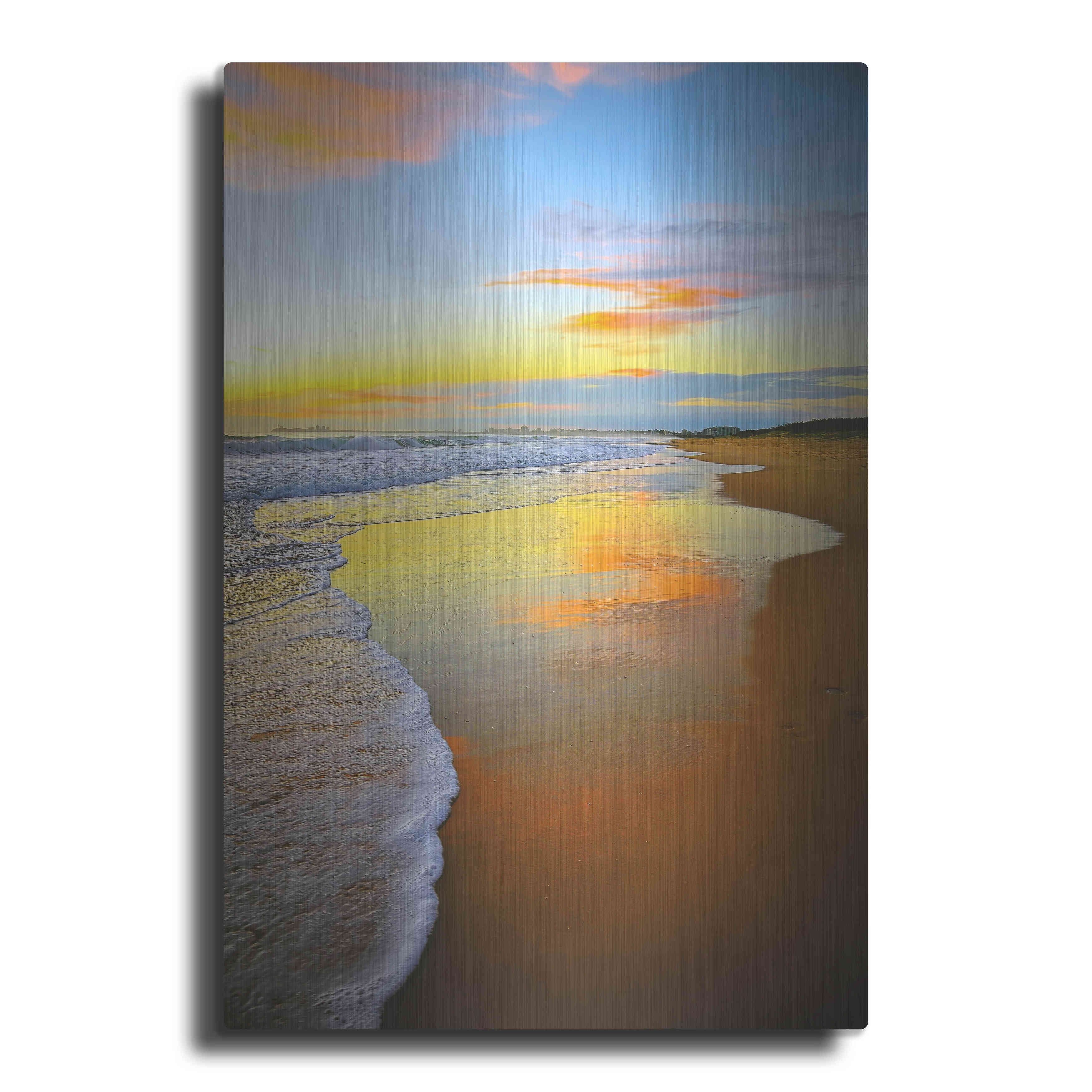 Luxe Metal Art 'Beach Sunrise' by Tracie Louise, Metal Wall Art, 16"x24