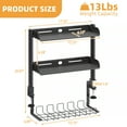 thumbnail image 3 of Mintazer 3-Tier Clamp-On Desk Shelving Unit with Under-Desk Cable Management Tray for Table Accessories, Gaming Devices, and More, Storage Tray, Desktop Organizer, Black, 3 of 10