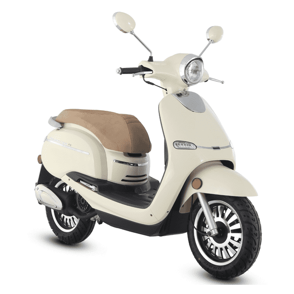 Trailmaster Turino 200 Scooter, 170cc, Automatic CVT Transmission, Electric/Kick Start, LED Lights, LCD Gauges, 12-Inch Aluminum Rims (Cream)