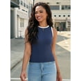 thumbnail image 2 of DARING DIVA Women's Color Block Comfortable Shirt L Dark Blue White, 2 of 7