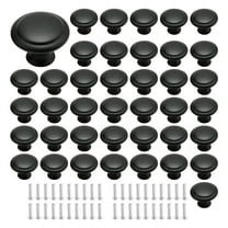 40 Set Satin Black Furniture Knobs, 1-3/16" Cabinet Hardware, Kitchen Drawer Cupboard Pulls with Screws