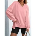 thumbnail image 3 of Women'S Oversized Sweatshirts Long Sleeve Shirts V Neck Loose Pullover 2025 Trendy Fall Outfit Pink XL, 3 of 6