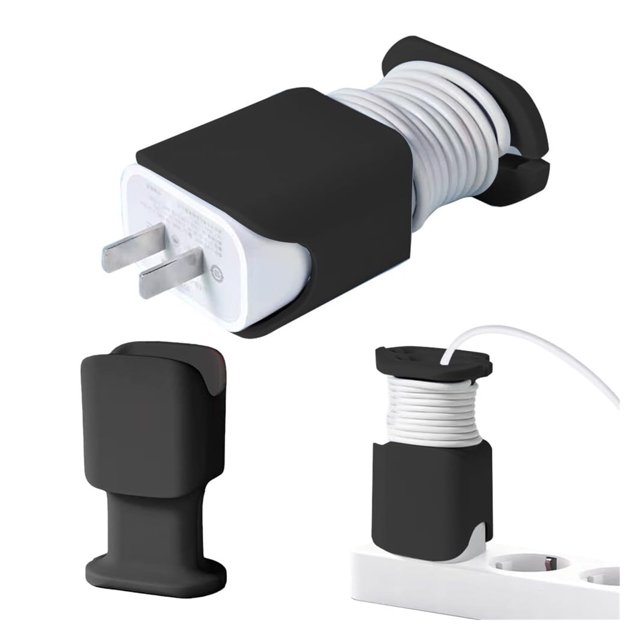 Protector de cargador de silicona 2 en 1 con envoltorio de cable, compatible con adaptador de corriente de teléfono.