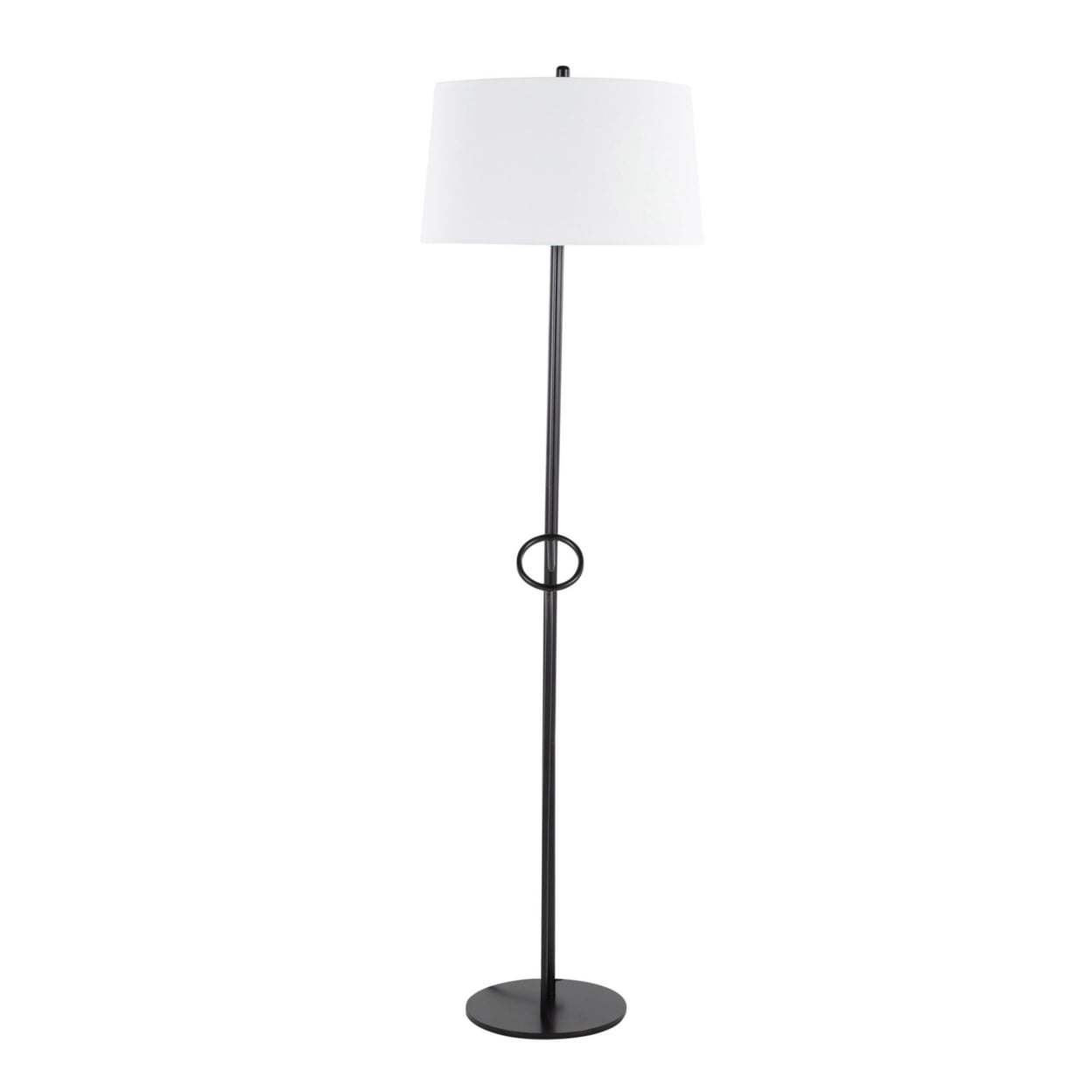 Shadow Contemporary Floor Lamp in Black Steel with White Linen Shade by LumiSource