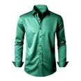 thumbnail image 4 of JTieacloth Long Sleeve Collar Shirt Male Stretch Dress Shirts Formal Wedding Prom Long Sleeve Slim Fit Button Down Shirt Green, 4 of 6