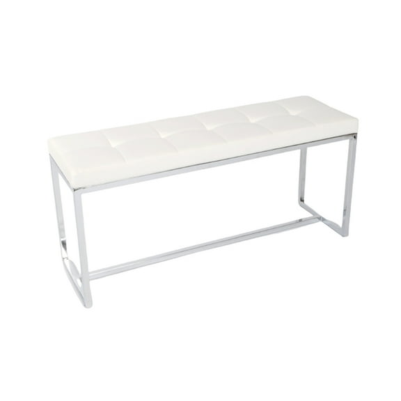 Tyler's PU Bench with Stainless Steel Frame - Large - White
