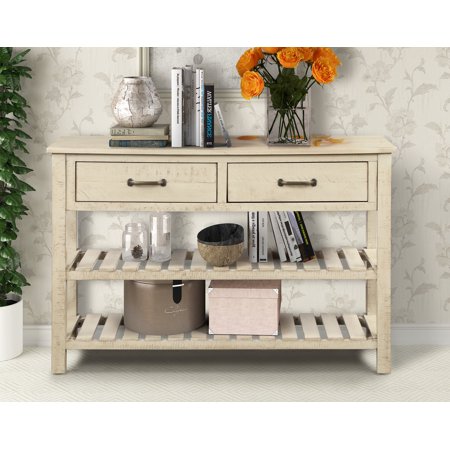 Console Table With Storage Drawers Btmway 45 Rustic Wood Hallway Foyer Living Room Entryway Table Modern Farmhouse Narrow Console Couch Sofa Narrow Tables W 2 Tiers Shelves Antique Grey R668 Walmart Com