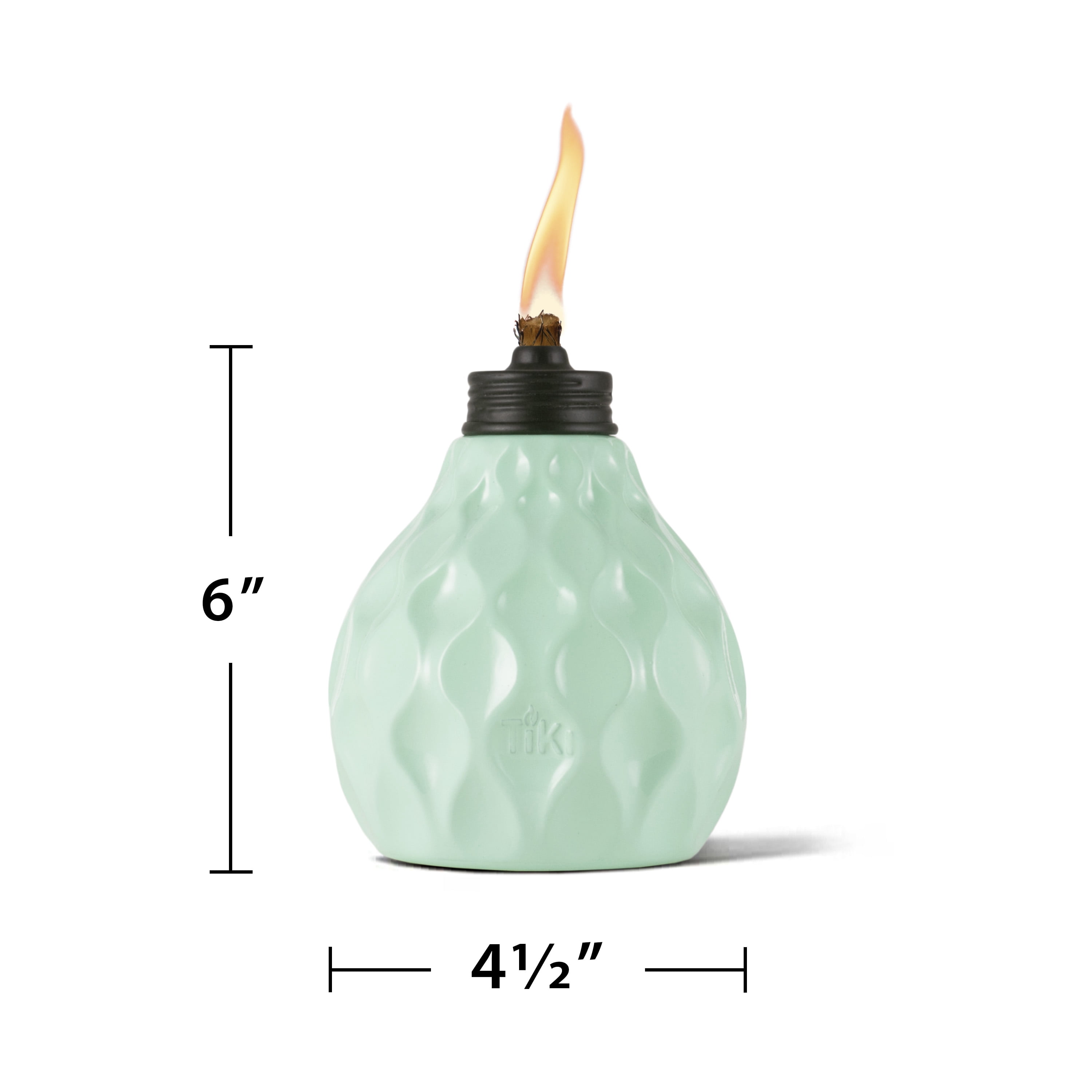 TIKI Brand 6-inch 3-Pk Marine Glass Table Torch Seaside Escape Assorted Colors Ivory, Coral or Blue
